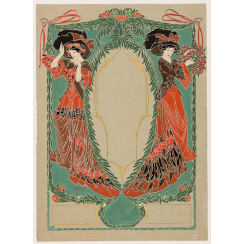 Two Elegant Women: Design for the Cover of Les Modes